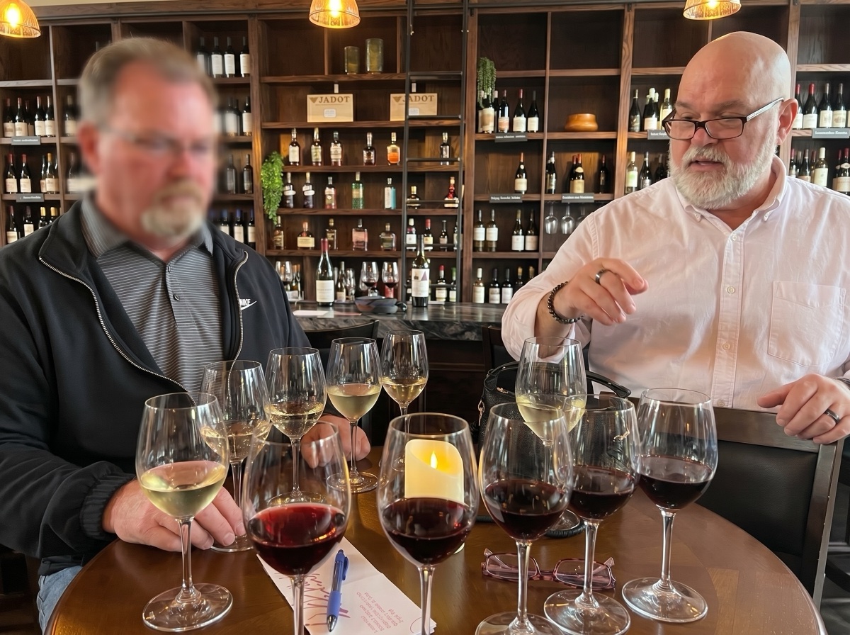 Guided group tasting session at Uncorked Wine Tastings in Dublin, Ohio
